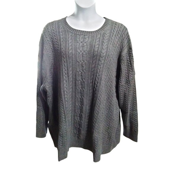 Amazon Essentials Plus Size 6X Sweater Fisherman Cable Knit Charcoal Gray - Picture 2 of 8